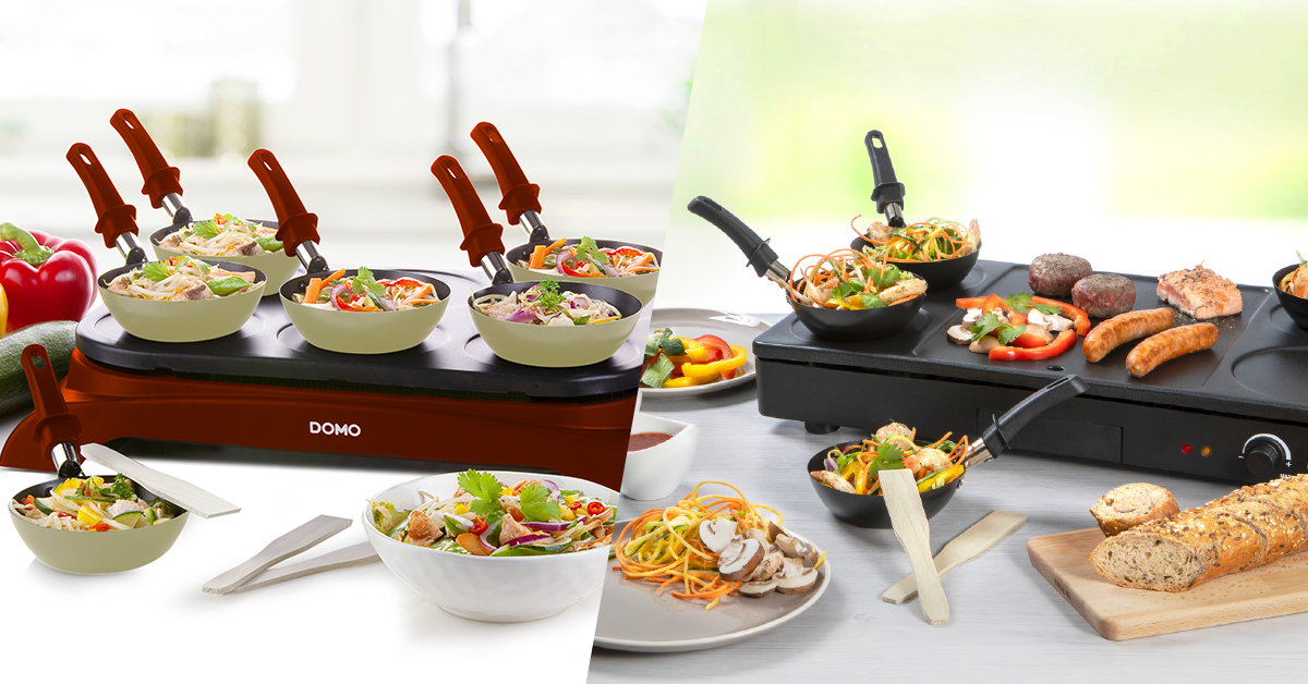 Qooking Domo Set Gourmet Wok et Crêpes Party