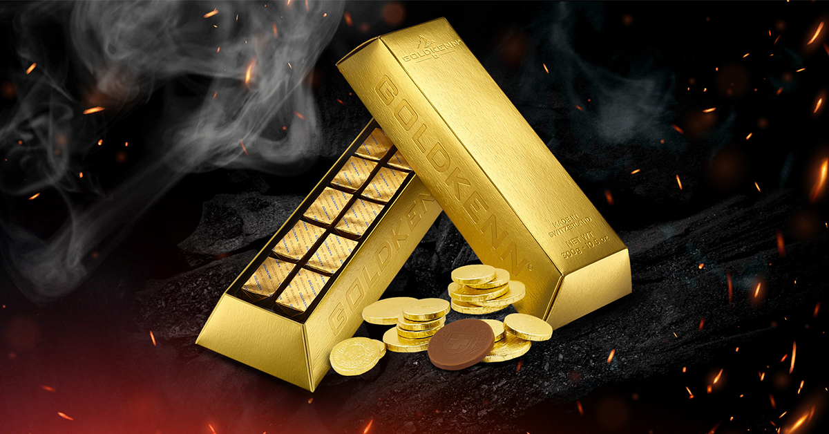 QoQa - GOLDKENN 1.1kg Goldbarren und Münzen aus Schokolade